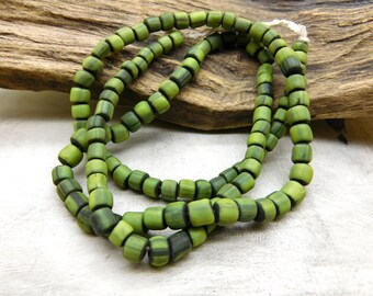 5-6 mm approx 60 cm strand with 110-130 beads yellow orange small handmade ethno glass beads java