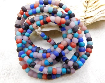 5-6 mm approx 60 cm strand with 110-130 beads yellow orange small handmade ethno glass beads java