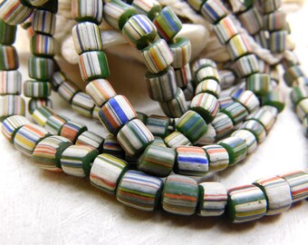 5-6 mm approx 60 cm strand with 110-130 beads yellow orange small handmade ethno glass beads java
