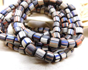 5-6 mm approx 60 cm strand with 110-130 beads yellow orange small handmade ethno glass beads java