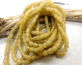 5-6 mm approx 60 cm strand with 110-130 beads yellow orange small handmade ethno glass beads java