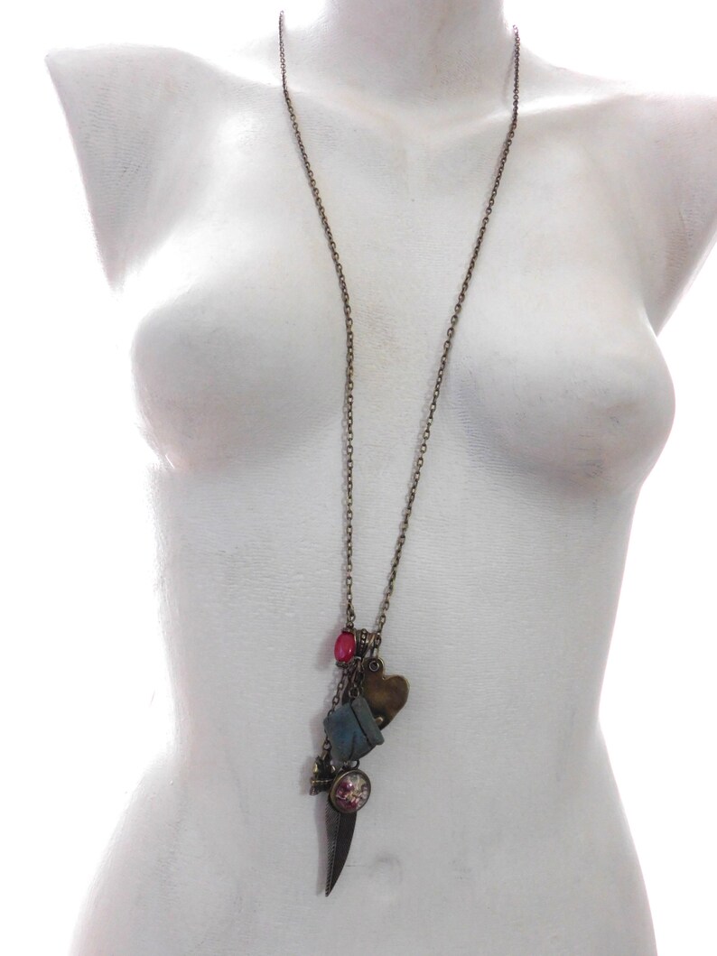 Long Charm Necklace Bronze-Magic Book-