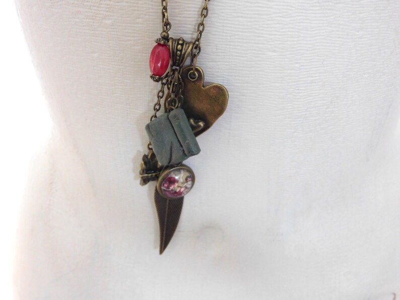 Long Charm Necklace Bronze-Magic Book-