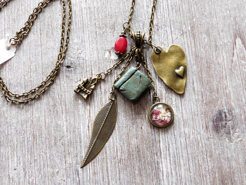Long Charm Necklace Bronze-Magic Book-