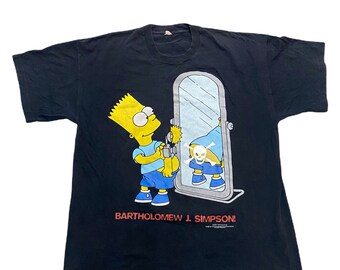 vintage Bart Simpson Butt Les Simpsons Cartoon T-Shirt Noir Jaune Bleu Chemise