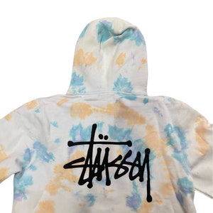 Vintage Stussy Hoodie Logo Spellout Double Sided Tie Dye Sweatshirt Rainbow Big Logo Pullover Etsy UK