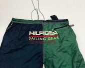 Vintage Tommy Hilfiger Sailing Gear Swim Trunks Green Yellow Blue Red Beach Pool Trunks