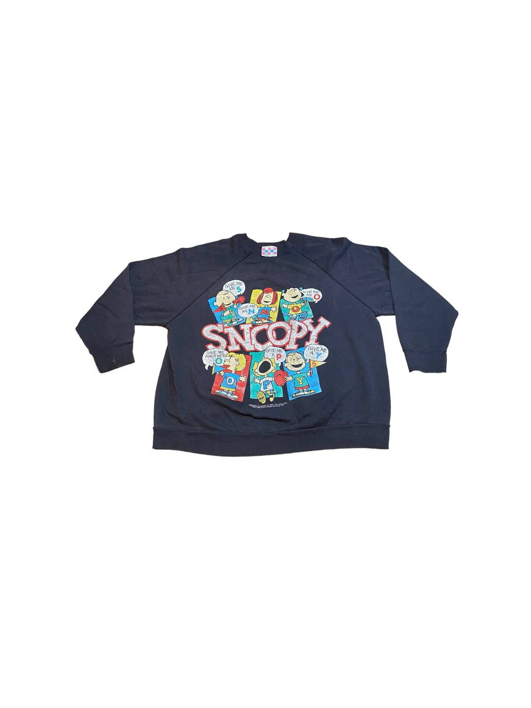 Vintage 70s Snoopy Peanuts Charlie Brown Sweater Sweatshirt Peppermint