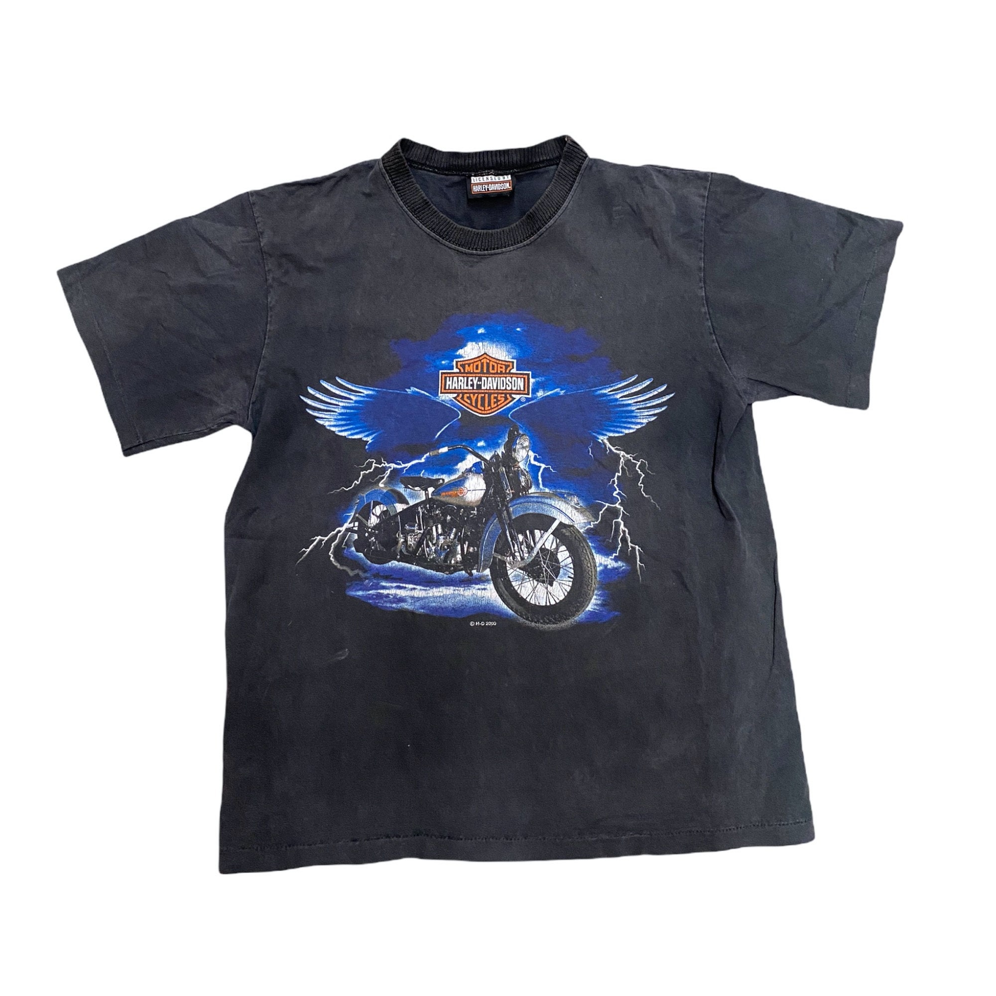 Vintage Harley Davidson T-shirt Lightning Eagle Black Blue - Etsy