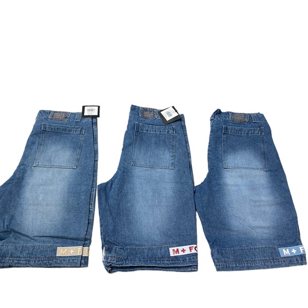 Nouveau short en jean Girbaud MFG Marithe Francois vintage Jorts cargo hip hop avec grandes étiquettes évasées bouffantes Y2K