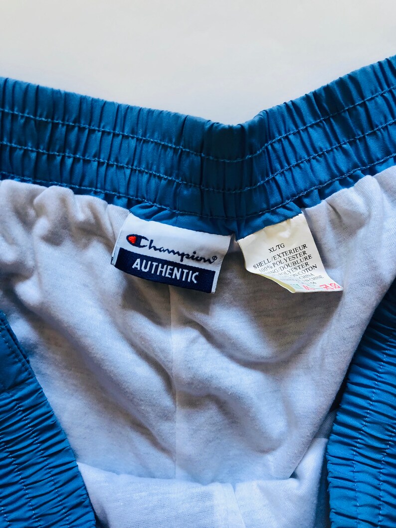 Vintage Champion Tearaway Track Pants Deadstock Jogging Pants 90s Classic Logo Joggers Blue Grey Sweatpants