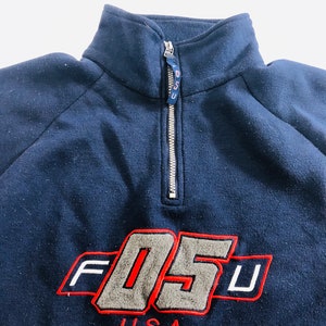 Vintage Fubu for Us by Us Sweater Pullover Navy Blue Red Sweatshirt Usa ...
