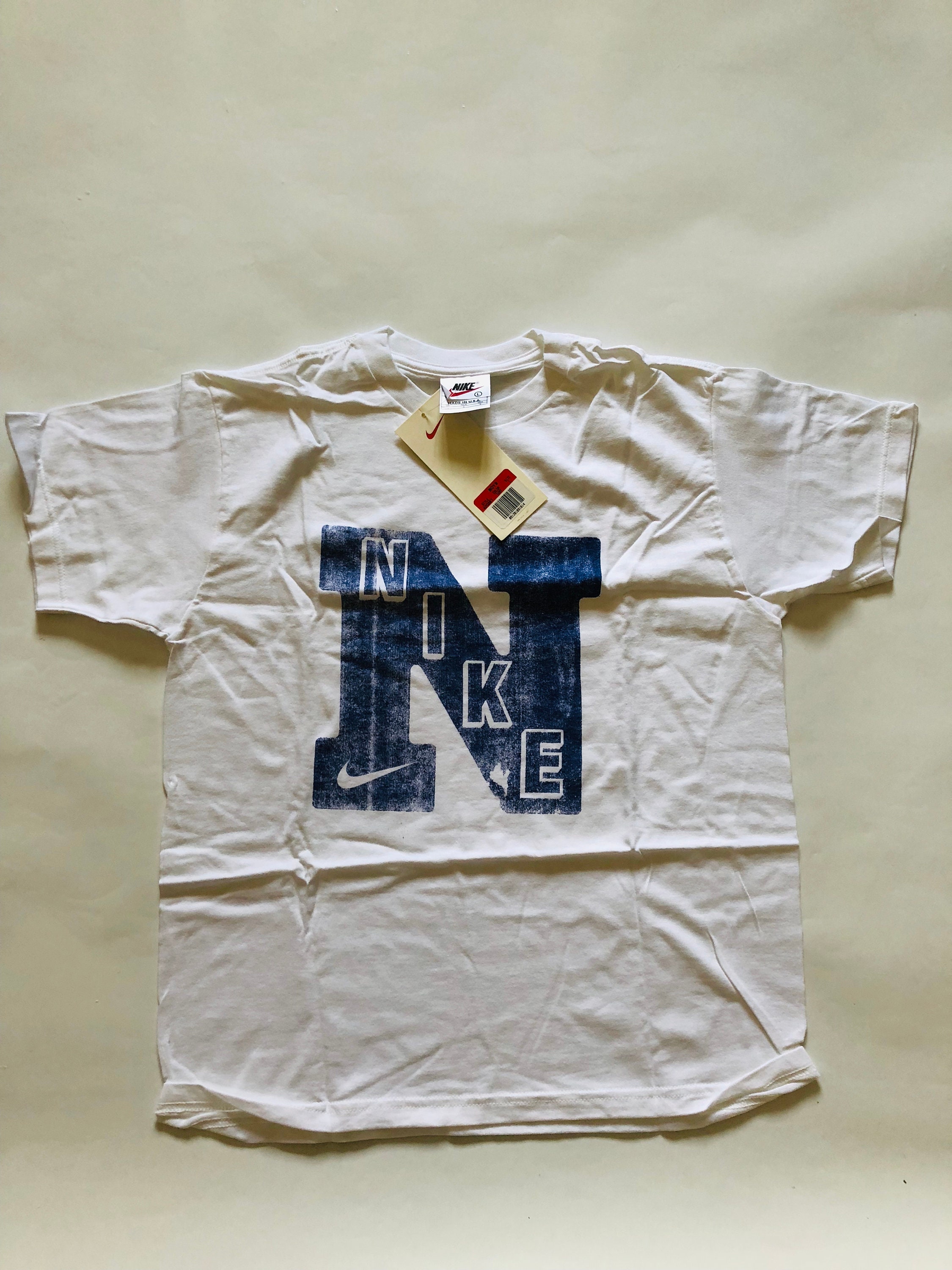 Deadstock Vintage Nike Made in USA Navy Blue White T-shirt Big - Etsy