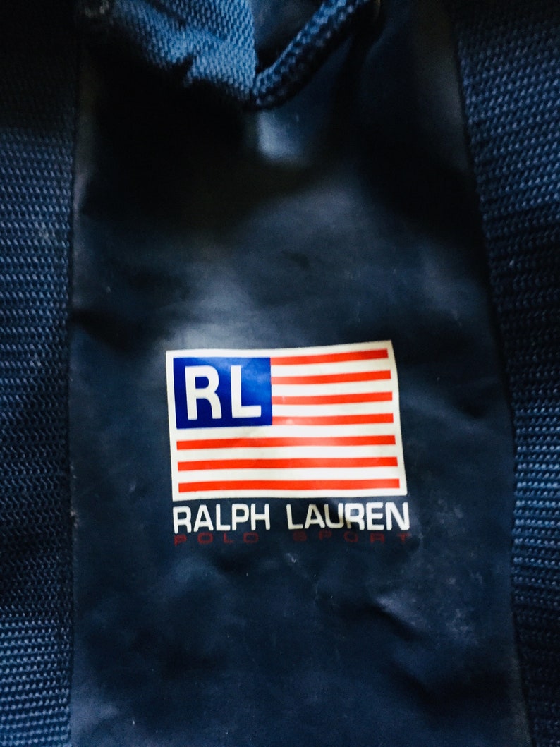 Ralph Lauren Polo Fourre-tout Sac à main bleu marine Drapeau américain RL Polo Sports image 3