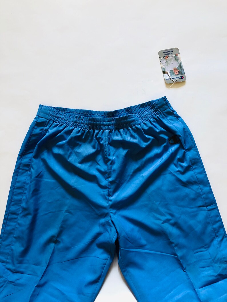 Vintage Champion Tearaway Track Pants Deadstock Jogging Pants 90s Classic Logo Joggers Blue Grey Sweatpants