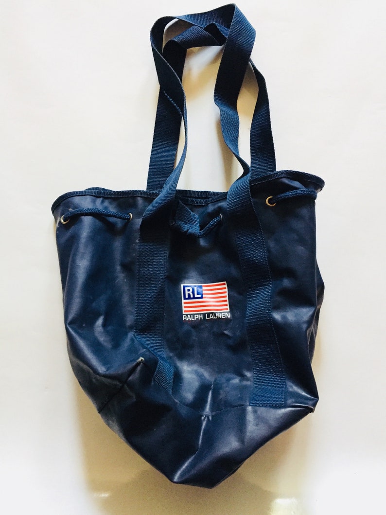 Ralph Lauren Polo Fourre-tout Sac à main bleu marine Drapeau américain RL Polo Sports image 2