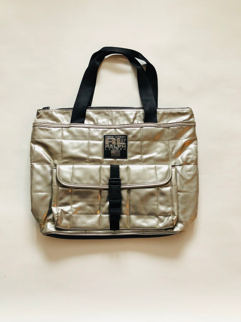 Vintage Ralph Lauren Polo Tote Bag Metallic Silver Black | Etsy