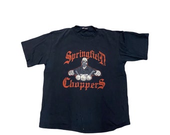 Vintage Homer Simpson T-Shirt The Simpsons Biker Motorcycles Red Black Spring Field Choppers Shirt