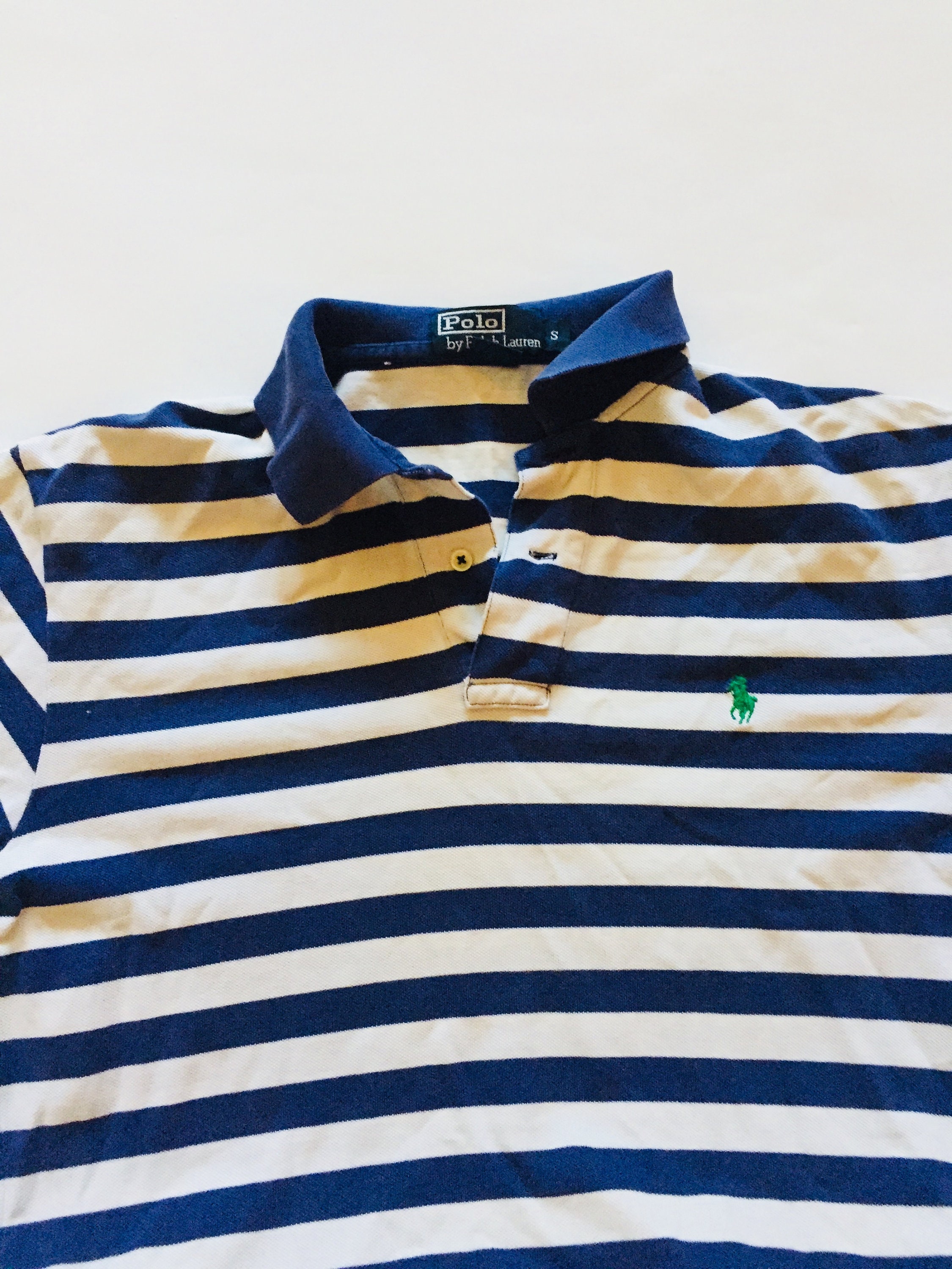 Louis Vuitton Navy Blue and White Horizontal Striped Polo T-Shirt