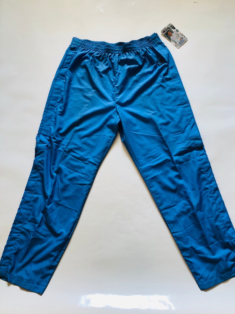 Vintage Champion Tearaway Track Pants Deadstock Jogging Pants 90s Classic Logo Joggers Blue Grey Sweatpants