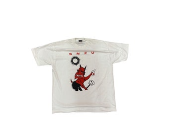 T-shirt Band SNFU Coton Blanc Unisexe - Toutes Tailles S à 5XL, Personnalisation Possible