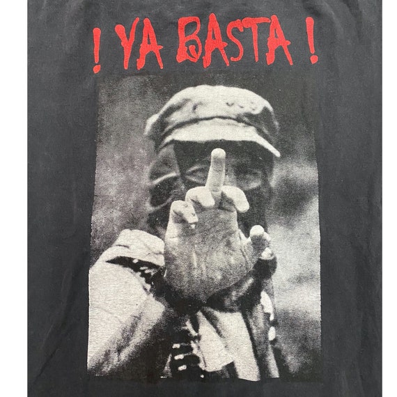 Vintage Ya Basta T-Shirt Rare Revolution Rosso Nero Top Che Marcos Zapata  Messico Camicia Spagnola -  Italia