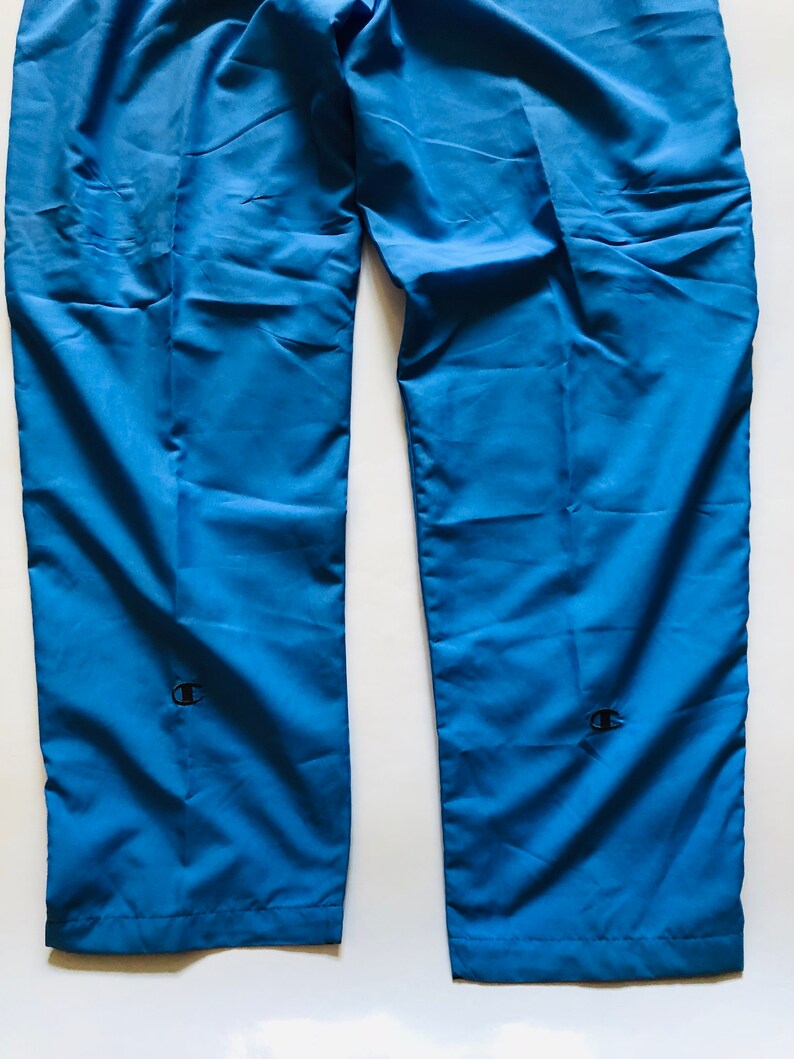 Vintage Champion Tearaway Track Pants Deadstock Jogging Pants 90s Classic Logo Joggers Blue Grey Sweatpants