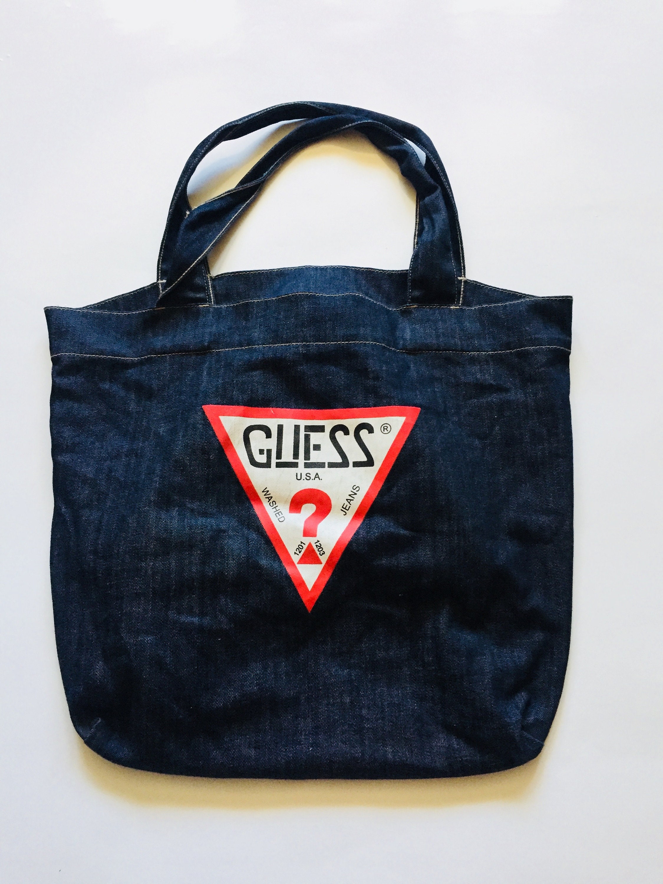 Vintage Guess Tote Denim Bag Purse Side Red White Blue Bag -  Israel