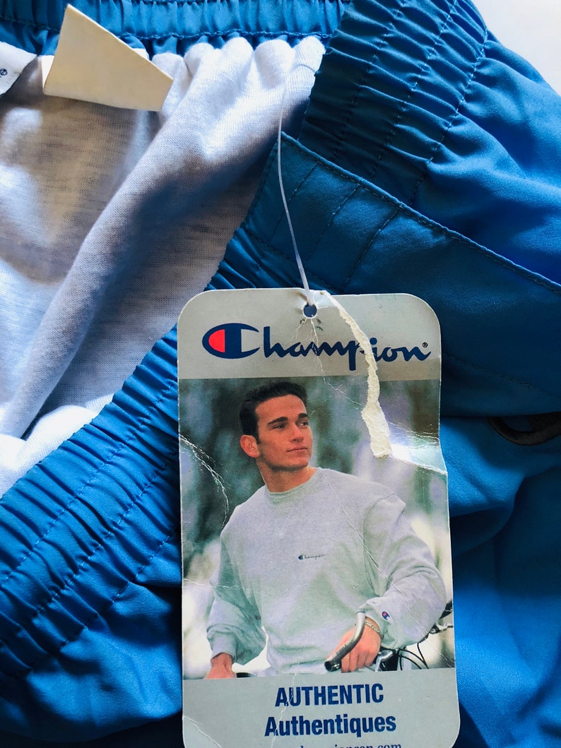 Vintage Champion Tearaway Track Pants Deadstock Jogging Pants 90s Classic Logo Joggers Blue Grey Sweatpants