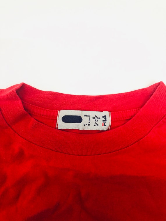 Red black and clearance white fila shirt