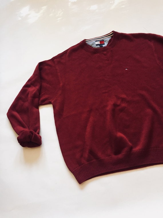 Vintage Tommy Hilfiger Fleece Red Pullover Sweatshirt Etsy