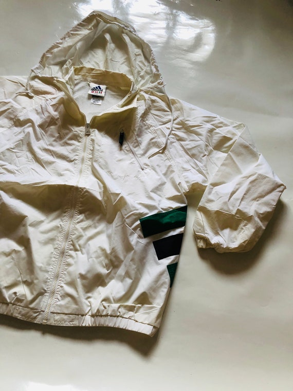 Vintage Adidas Activewear Raincoat Jacket White Gr