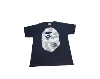 Vintage Bape Bathing Ape Nigo T-Shirt White Grey Camo Big Logo Clean Y2K Shirt