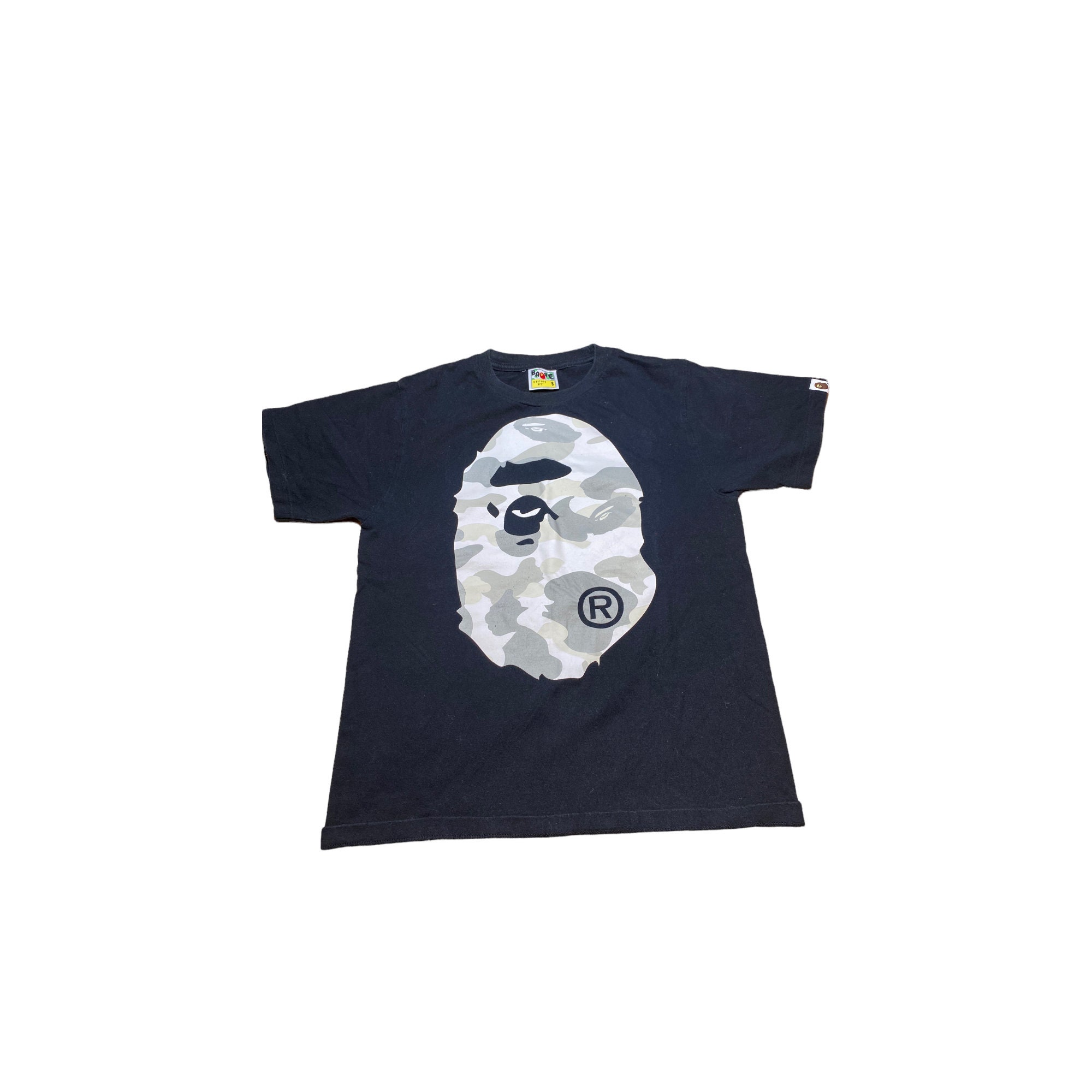 Vintage Bape Bathing Ape Nigo T-shirt White Grey Camo Big Logo