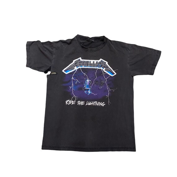 Vintage Metallica Ride the Lighting Black Blue T shirt Distressed