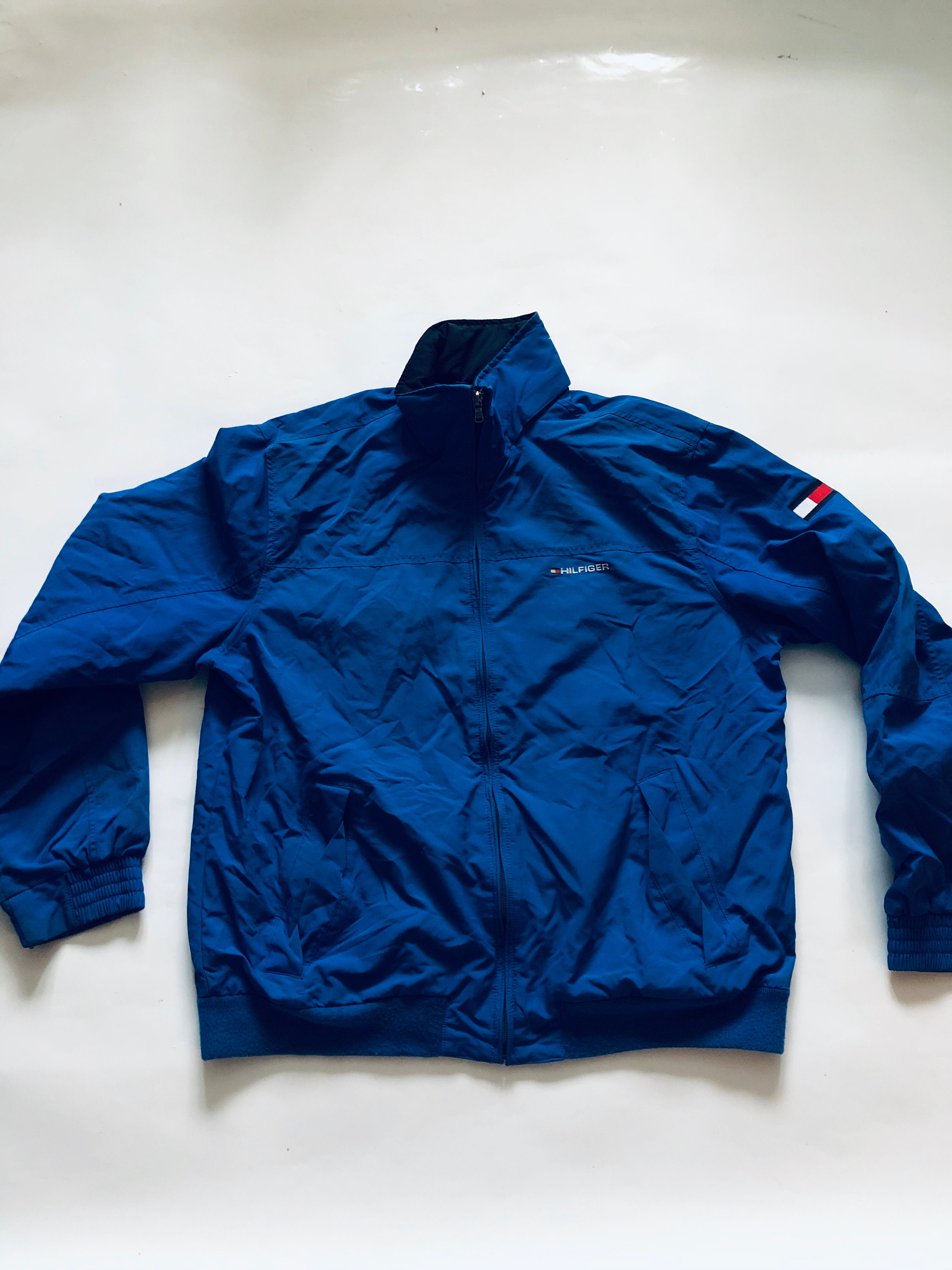 Vintage Tommy Hilfiger Navy Blue Rain Coat Windbreaker -