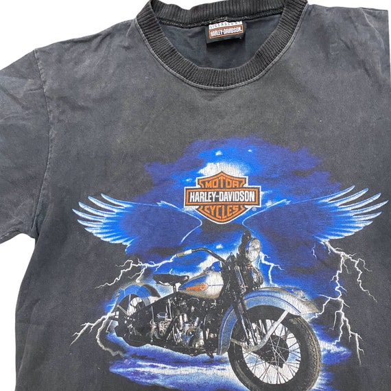 Vintage Harley Davidson T-shirt Lightning Eagle Black Blue - Etsy