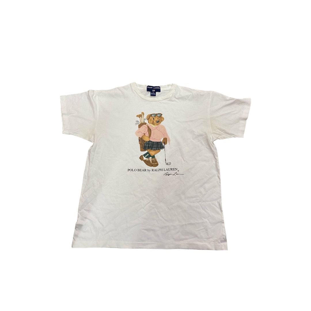 Vintage Ralph Lauren Polo Bear T-shirt Made in USA Big Logo Golf