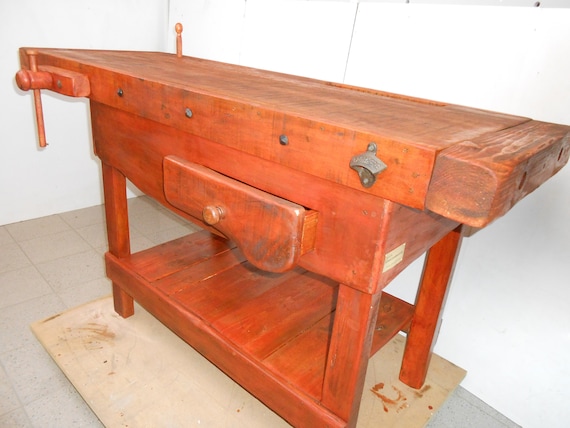 Work Table Carpenter S Bench Use Of Home Shops Hardwood Etsy