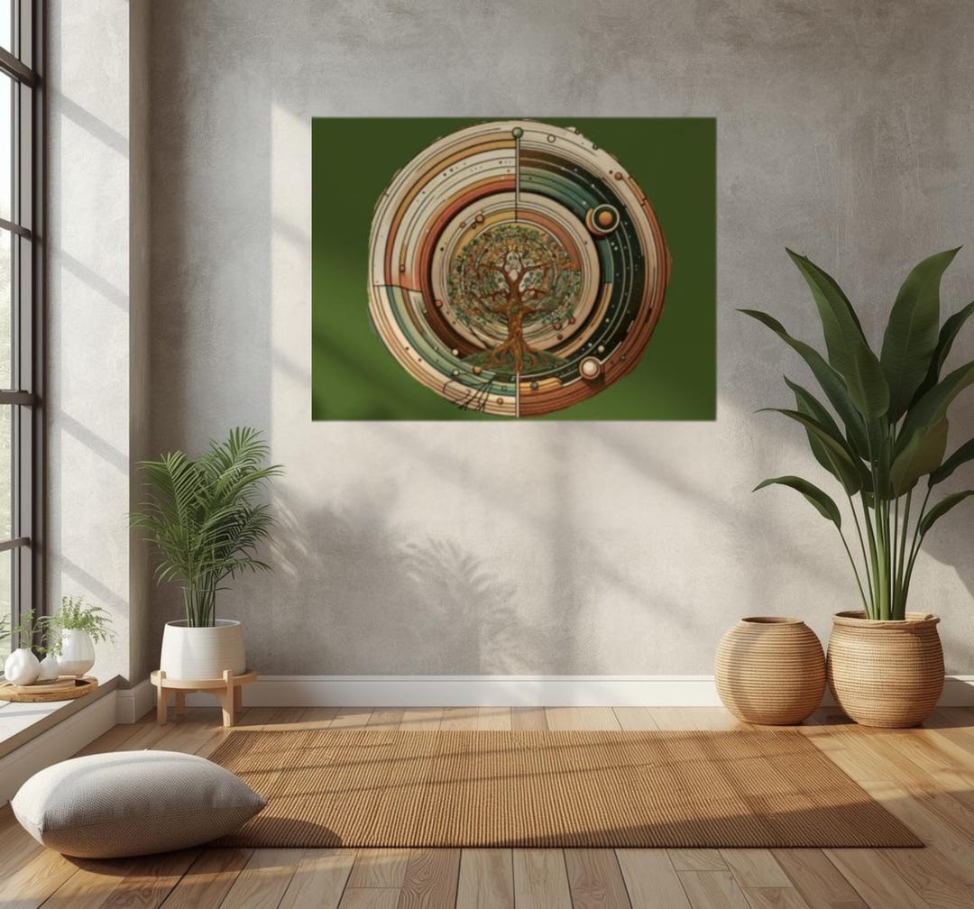 Tree of Life Textured Watercolor Poster Sacred Geometry Wall Art Print ...