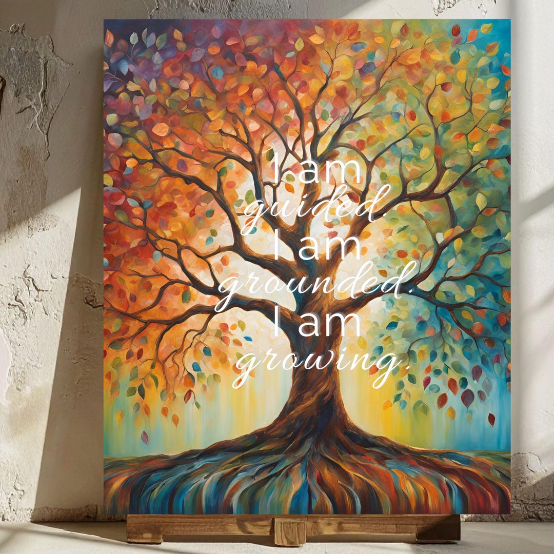 Spiritual Affirmation Wall Art I Am Guided Grounded Growing Canvas ...
