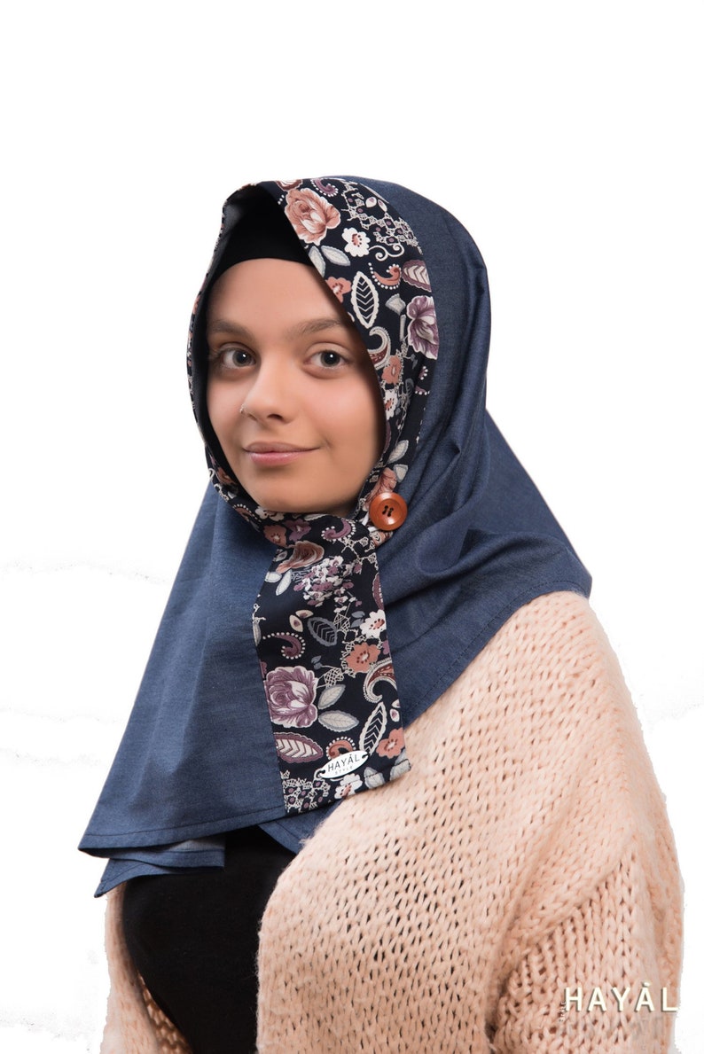 Stylish Handmade Denim Hijab Modern Jean Hijab With Paisley - Etsy
