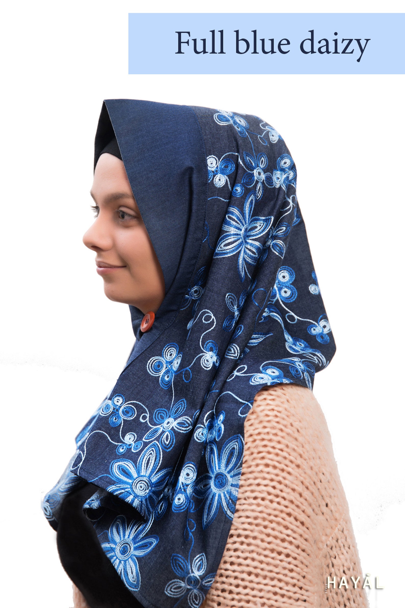 Ready to Wear Hijab Handmade Denim Hijab With Wooden Button Etsy