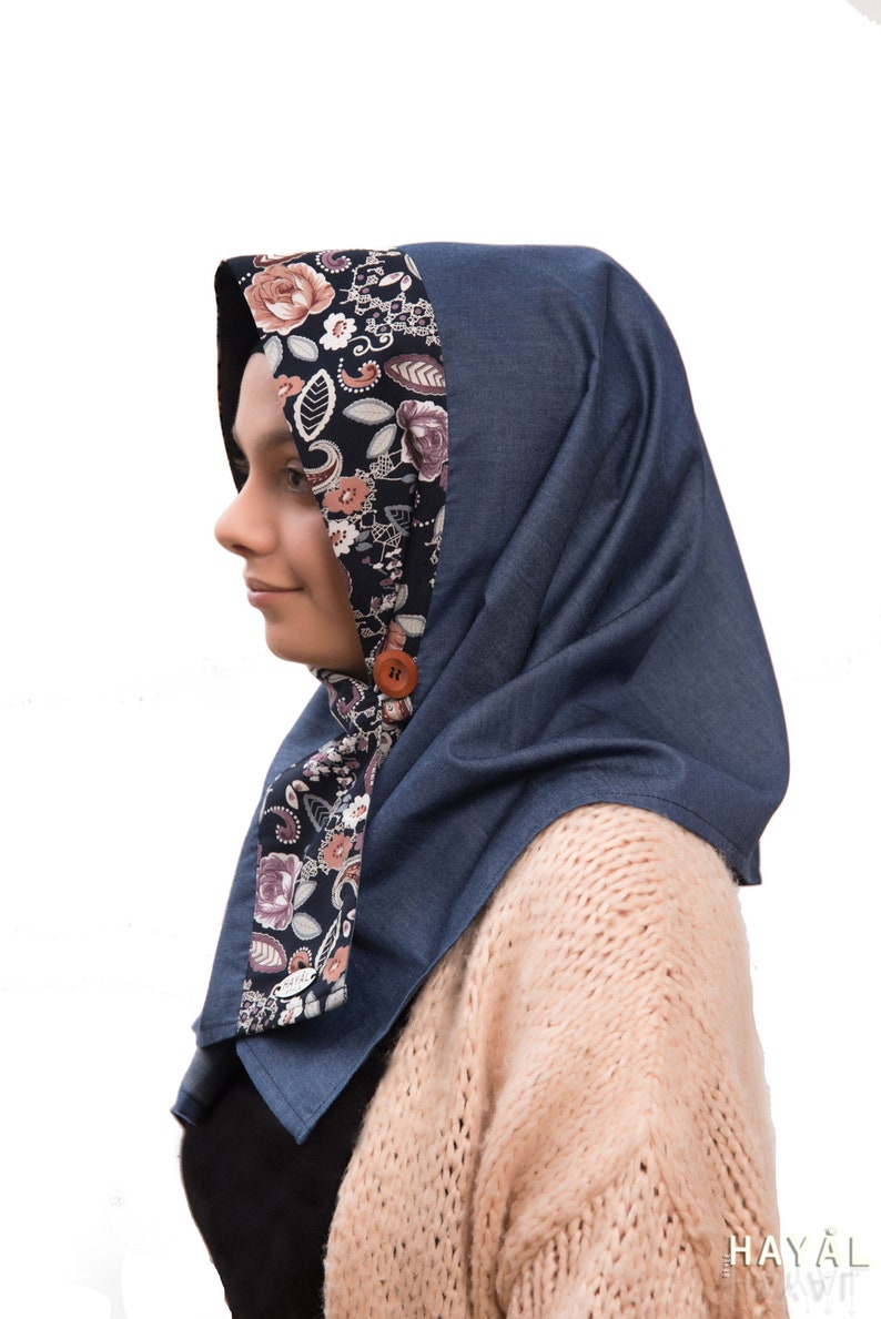 Stylish Handmade Denim Hijab Modern Jean Hijab With Paisley - Etsy