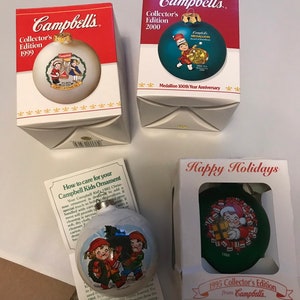 Vintage Campbell&#39;s kids Christmas Ornaments - 4 pack - free shipping