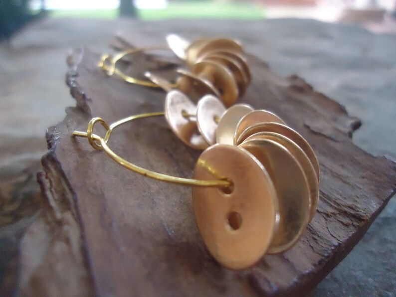 Gold Hoop Earrings With Buttons /& Coconut Earr