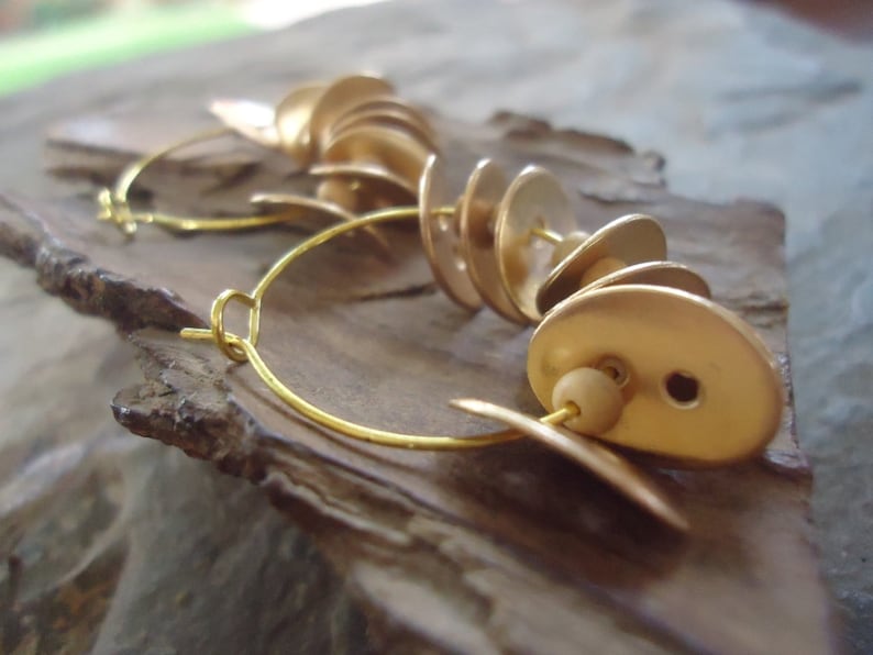 Gold Hoop Earrings With Buttons /& Coconut Earr