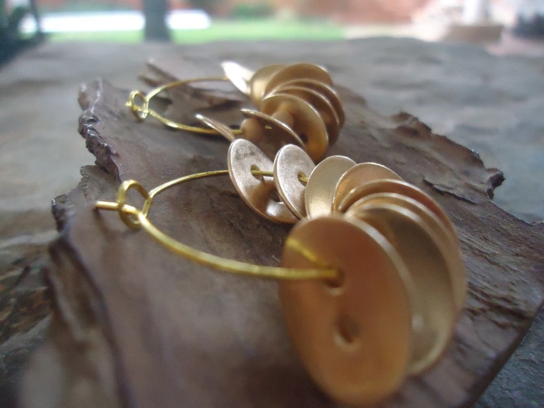Gold Hoop Earrings With Buttons /& Coconut Earr