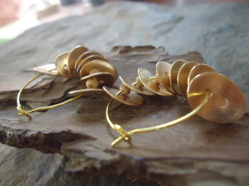 Gold Hoop Earrings With Buttons /& Coconut Earr