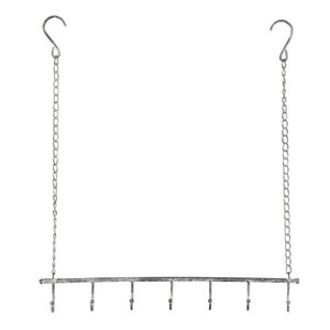 Shabby hanging bar metal gray hook bar for hanging with 7 hooks decorative hanger image 4
